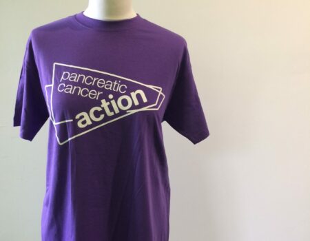 Pancreatic Cancer Action purple t-shirts.