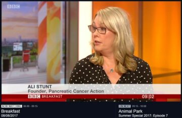 Ali Stunt of BBC Breakfast discussing her ten-year survival.