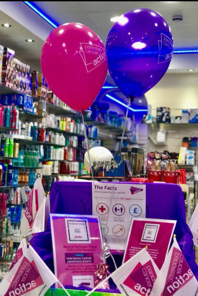 Pharmacies in Gibraltar Turn It Purple for Pancreatic Cancer Awareness Month!