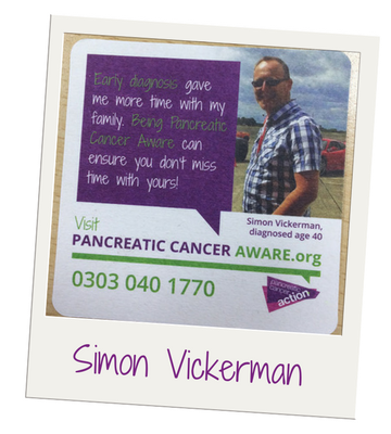 Simon Vickerman taking part in Pancreatic Cancer Action's national Pancreatic Cancer Awareness Month awareness campaign