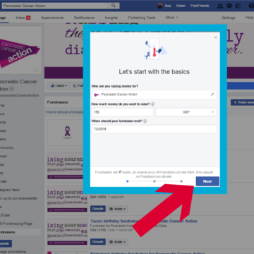 A screenshot of how to Facebook fundraise for desktop step 4.