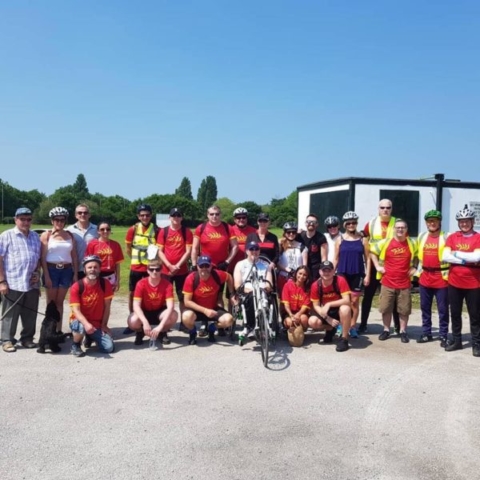 A picture of a group of cyclists who have come together for Remembering Alison