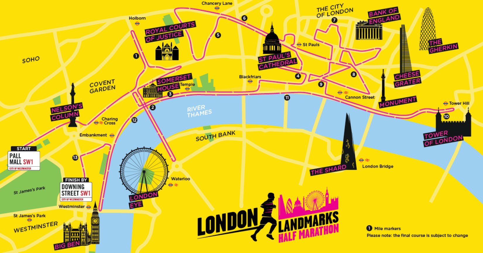 London Landmarks Half Marathon Personalised  Finishers Print LLHM finishers print finishing time gift for runners