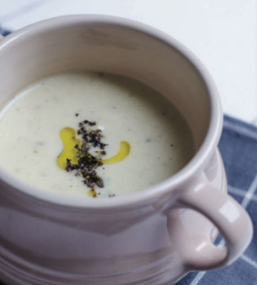 Sweetcorn, chickpea and chicken soup recipe in Pancreatic Cancer Action's cookbook