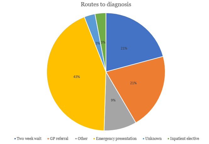 % of routes to diagnosis