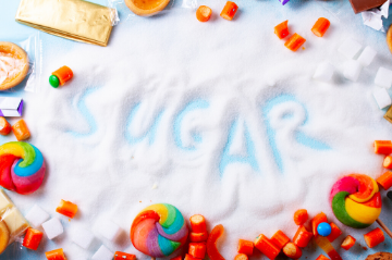 The word sugar written in sugar